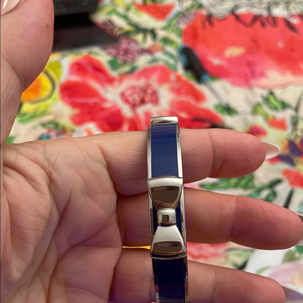 Blue Silver-Tone Enamel Cuff Bracelet